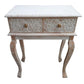 2 Drawer Mango Wood Console Table with Floral Carved Front Brown and White By The Urban Port UPT-226283