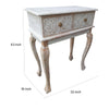 2 Drawer Mango Wood Console Table with Floral Carved Front Brown and White By The Urban Port UPT-226283