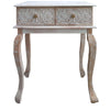 2 Drawer Mango Wood Console Table with Floral Carved Front Brown and White By The Urban Port UPT-226283