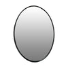 Oval Metal Wall Mirror with Framed Edges and Wooden Backing Black By The Urban Port UPT-228707