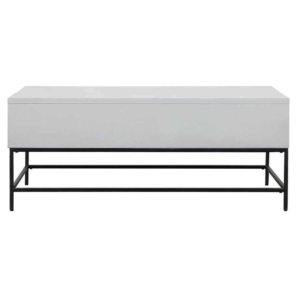 45 Inch Rectangular Mango Wood Coffee Table Lift Top Storage Iron Frame White Black - UPT-229062 UPT-229062