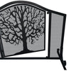 43 Inches 3 Panel Iron Fireplace Screen Mesh Design Arched Top Tree of Life Art Black By The Urban Port UPT-232047