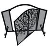 43 Inches 3 Panel Iron Fireplace Screen Mesh Design Arched Top Tree of Life Art Black By The Urban Port UPT-232047