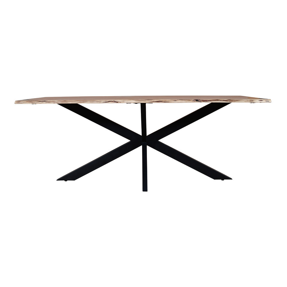 79 Inch Rectangular Live Edge Top Mango Wood Dining Table Crossed Legs Brown Black By The Urban Port UPT-238003