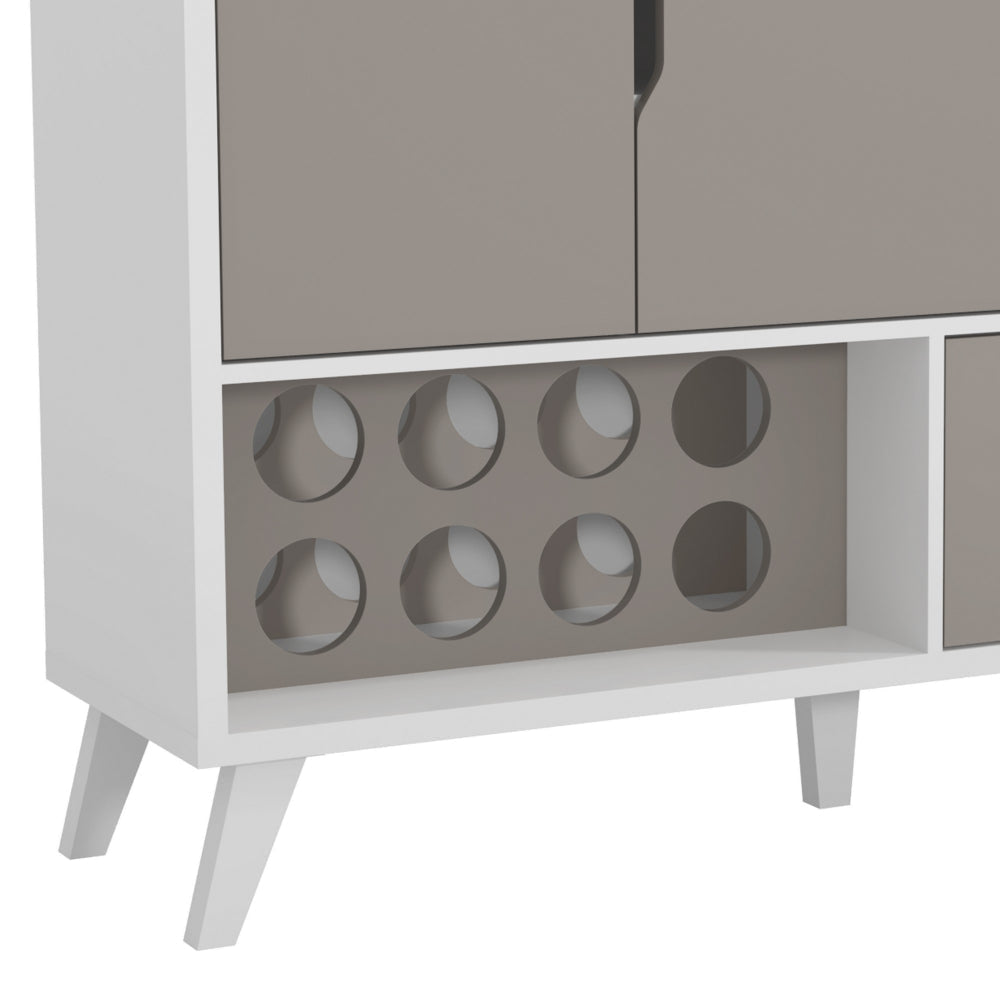 Coco 54 Inch 2 Door Wine Bar Cabinet TV Entertainment Console Wine Rack 1 Drawer White Gray By The Urban Port UPT-242348