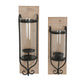 Industrial Wall Mount Wood Candle Holder With Glass Hurrican Set of 2 Black By The Urban Port UPT-250432