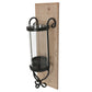 Industrial Wall Mount Wood Candle Holder With Glass Hurrican Set of 2 Black By The Urban Port UPT-250432