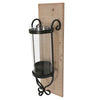 Industrial Wall Mount Wood Candle Holder With Glass Hurrican Set of 2 Black By The Urban Port UPT-250432