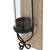 Industrial Wall Mount Wood Candle Holder With Glass Hurrican Set of 2 Black By The Urban Port UPT-250432