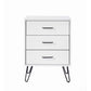 Harper 24 Inch Handcrafted Modern Wood Nightstand 3 Drawers Metal Hairpin Legs White By The Urban Port UPT-262099