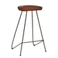 Counter Height Barstool with Wooden Seat and Tubular Metal Frame Dark Brown and Black By The Urban Port UPT-263266