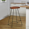 Counter Height Barstool with Wooden Seat and Tubular Metal Frame Dark Brown and Black By The Urban Port UPT-263266