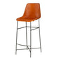 Bar Height Chair with Genuine Leather Upholstery Tubular Frame Tan Brown Black By The Urban Port UPT-263267