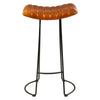 Industrial Barstool with Curved Genuine Leather Seat and Tubular Frame Tan Brown and Black By The Urban Port UPT-263270