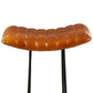 Industrial Barstool with Curved Genuine Leather Seat and Tubular Frame Tan Brown and Black By The Urban Port UPT-263270