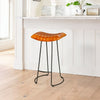 Industrial Barstool with Curved Genuine Leather Seat and Tubular Frame Tan Brown and Black By The Urban Port UPT-263270