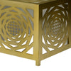 48 Inch Rectangular Modern Coffee Table with Geometric Cut Out Design White and Brass By The Urban Port UPT-263766