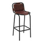 31 Inch Bar Height Chair Genuine Leather Upholstery Metal Frame Brown Black By The Urban Port UPT-263783