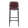 31 Inch Bar Height Chair Genuine Leather Upholstery Metal Frame Brown Black By The Urban Port UPT-263783