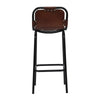 31 Inch Bar Height Chair Genuine Leather Upholstery Metal Frame Brown Black By The Urban Port UPT-263783