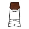 29 Inch Bar Height Chair Curved Seat Genuine Leather Metal Frame Tan Brown Black By The Urban Port UPT-263784