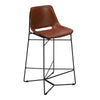 29 Inch Bar Height Chair Curved Seat Genuine Leather Metal Frame Tan Brown Black By The Urban Port UPT-263784