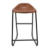 26 Inch Counter Height Bar Stool Genuine Leather Bucket Seat Metal Brown Black By The Urban Port UPT-263786