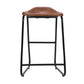 26 Inch Counter Height Bar Stool Genuine Leather Bucket Seat Metal Brown Black By The Urban Port UPT-263786