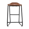 26 Inch Counter Height Bar Stool Genuine Leather Bucket Seat Metal Brown Black By The Urban Port UPT-263786