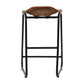 26 Inch Counter Height Bar Stool Genuine Leather Bucket Seat Metal Brown Black By The Urban Port UPT-263786