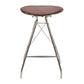 30 Inch Metal Frame Bar Stool Round Genuine Leather Seat Dark Brown Silver By The Urban Port UPT-263788