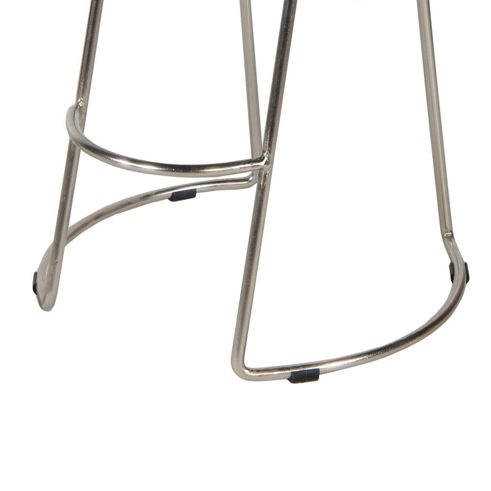 Ela 30 Inch Bar Stool with Mango Wood Saddle Seat Iron Frame Brown and Silver By The Urban Port UPT-263791