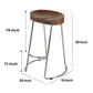 Ela 30 Inch Bar Stool with Mango Wood Saddle Seat Iron Frame Brown and Silver By The Urban Port UPT-263791