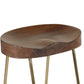 Ela 30 Inch Mango Wood Bar Stool Saddle Seat Iron Set of 2 Walnut Brown Gold By The Urban Port UPT-263793