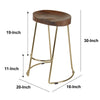 Ela 30 Inch Mango Wood Bar Stool Saddle Seat Iron Set of 2 Walnut Brown Gold By The Urban Port UPT-263793