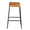 31 Inch Modern Bar Stool Genuine Leather Seat Iron Frame Channel Stitched Tan Brown Black By The Urban Port UPT-266367