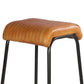 31 Inch Modern Bar Stool Genuine Leather Seat Iron Frame Channel Stitched Tan Brown Black By The Urban Port UPT-266367