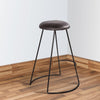 Uri 26 Inch Modern Counter Height Stool Genuine Leather Upholstery Metal Frame Baseball Stitching Black By The Urban Port UPT-266369