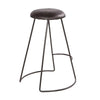 Uri 26 Inch Modern Counter Height Stool Genuine Leather Upholstery Metal Frame Baseball Stitching Black By The Urban Port UPT-266369