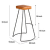 Uri 32 Inch Modern Bar Stool Genuine Leather Seat Metal Frame Button Tufted Tan Brown Black By The Urban Port UPT-266370