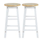 24 Inch Rubber Wood Counter Height Round Top Backless Bar Stool Set of 2 Brown and White By The Urban Port UPT-266393