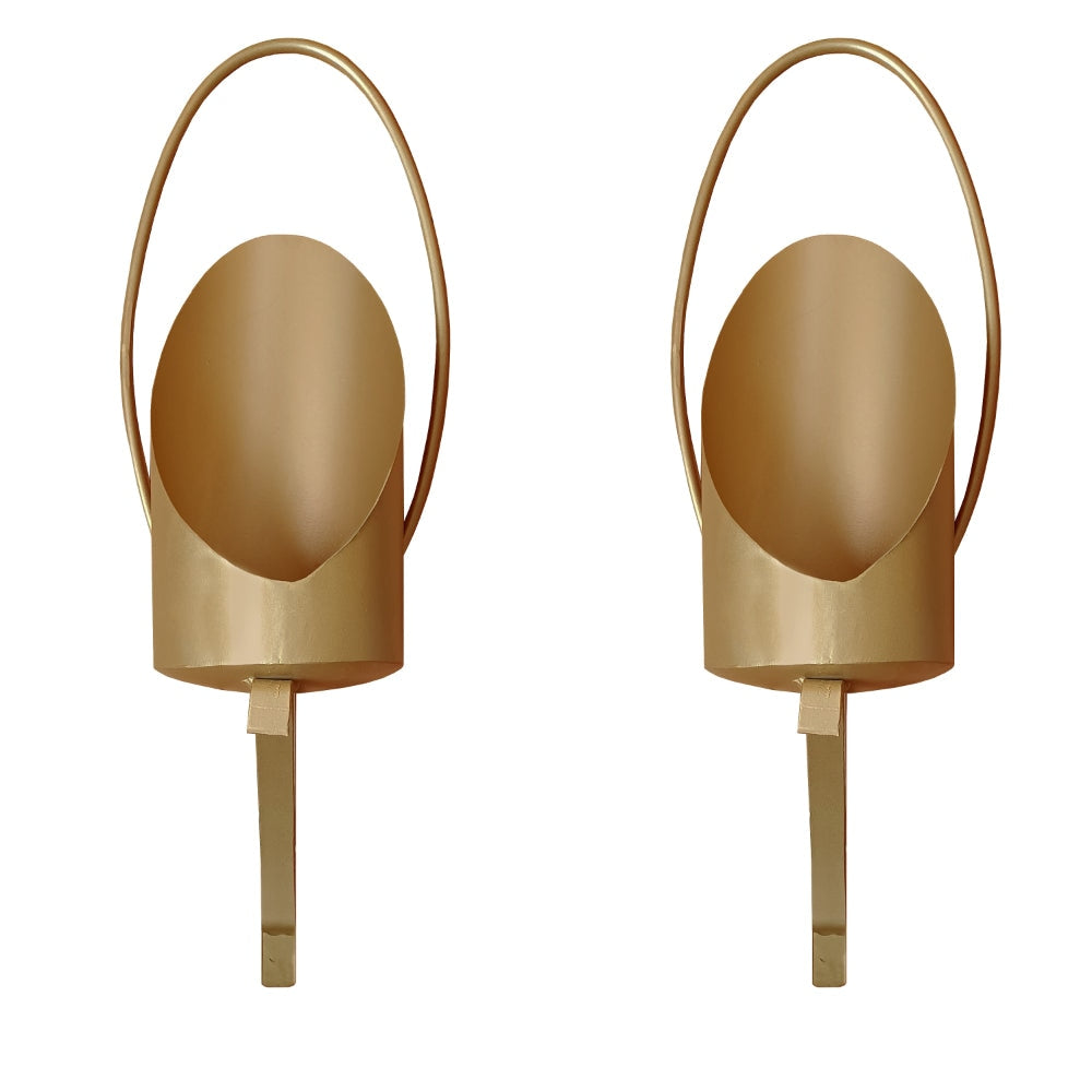 22 Inch Wall Sconce Candle Holder Modern Tulip Shape Set of 2 Matte Gold Frame By The Urban Port UPT-270040