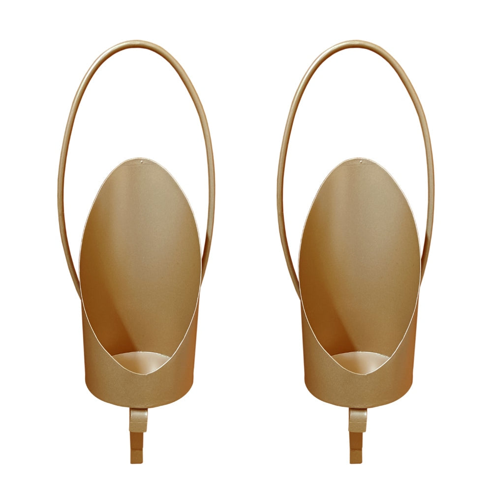 22 Inch Wall Sconce Candle Holder Modern Tulip Shape Set of 2 Matte Gold Frame By The Urban Port UPT-270040