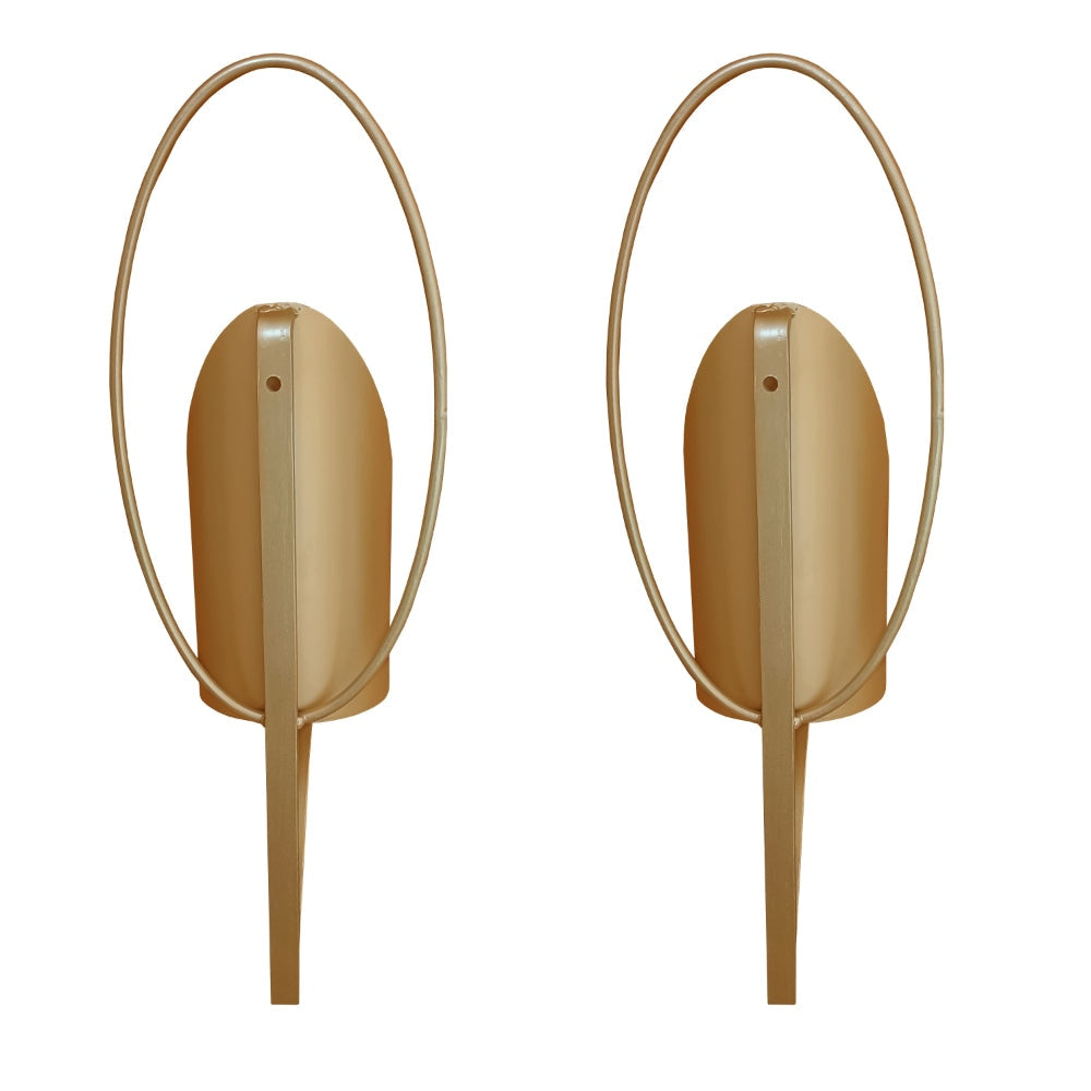 22 Inch Wall Sconce Candle Holder Modern Tulip Shape Set of 2 Matte Gold Frame By The Urban Port UPT-270040