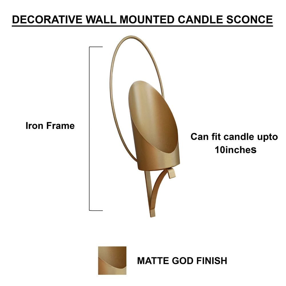 22 Inch Wall Sconce Candle Holder Modern Tulip Shape Set of 2 Matte Gold Frame By The Urban Port UPT-270040