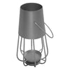 Ambient 12 Inch Vintage Style Iron Candle Stand Lantern Sleek Curved Handle Metallic Silver By The Urban Port UPT-271311