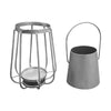 Ambient 12 Inch Vintage Style Iron Candle Stand Lantern Sleek Curved Handle Metallic Silver By The Urban Port UPT-271311