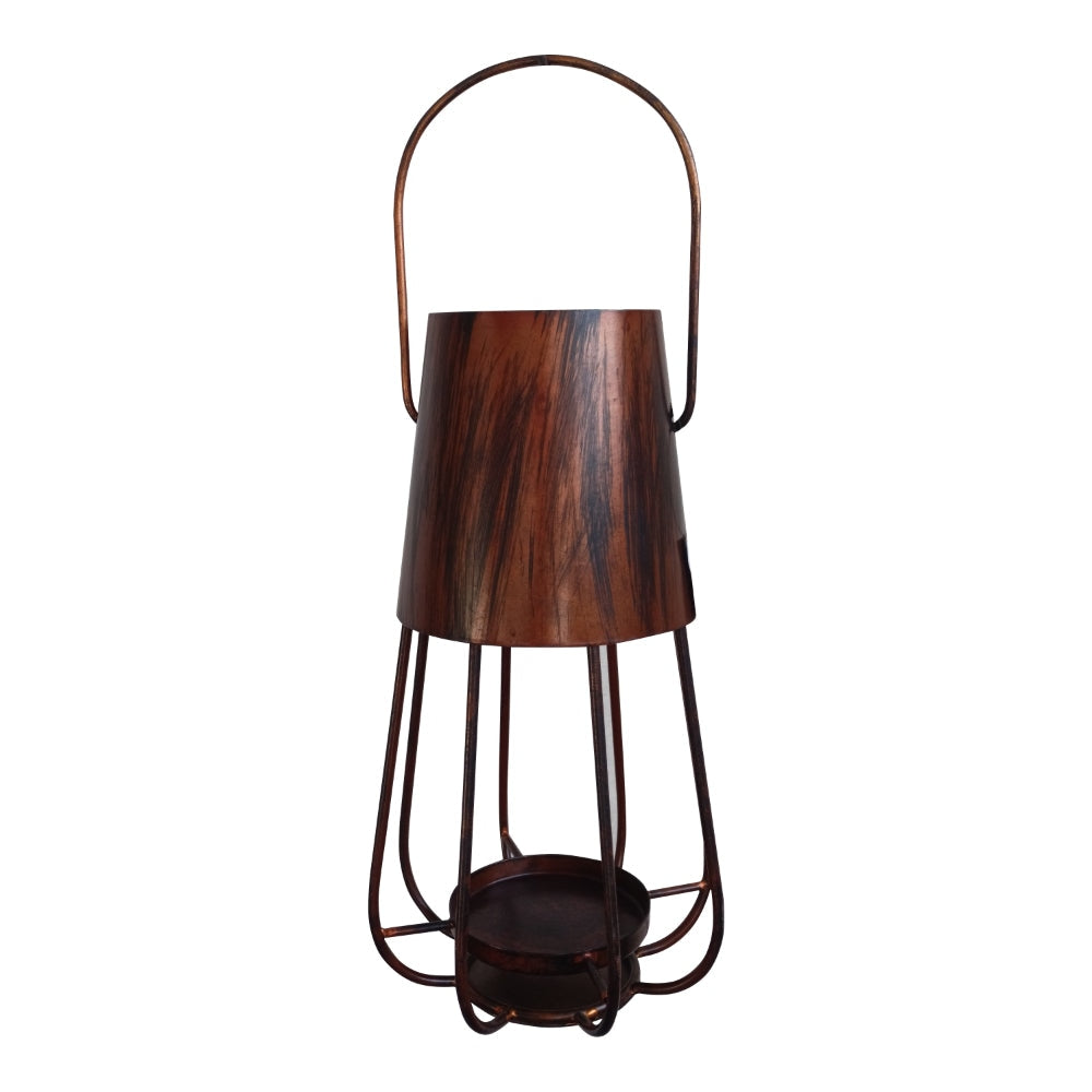 Ambient 12 Inch Vintage Style Iron Candle Stand Lantern Sleek Curved Handle By The Urban Port UPT-271312