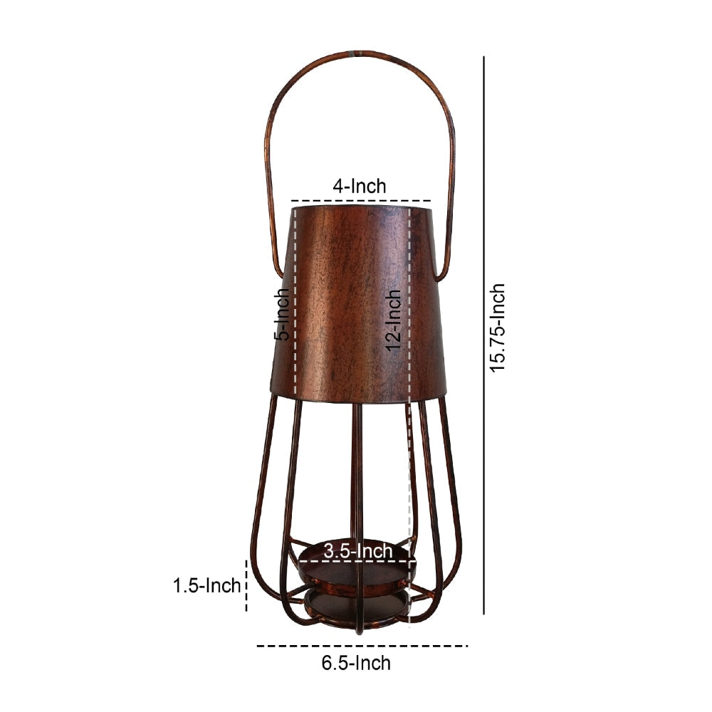 Ambient 12 Inch Vintage Style Iron Candle Stand Lantern Sleek Curved Handle By The Urban Port UPT-271312