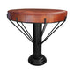 26 Inch Handcrafted Round Side End Table Thick Mango Wood Top Black Iron Pedestal Base By The Urban Port UPT-271315